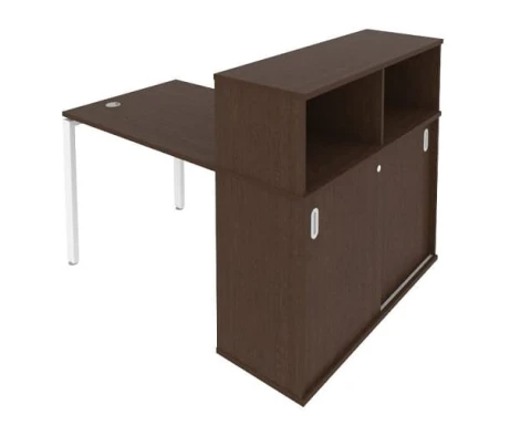 Стол письменный на П-образном м/к с опорным шкафом-купе 141x112x109,8 Метал Систем / Metal System