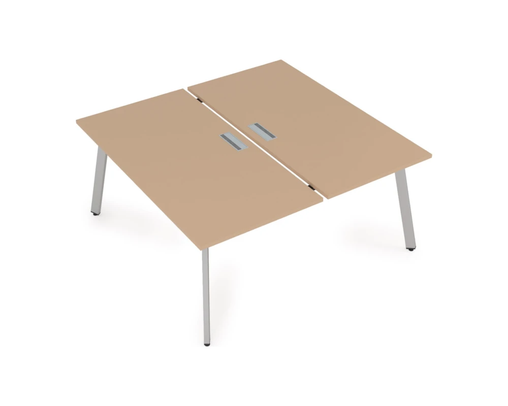 Стол системы Бенч, сдвоенный, на 2 рабочих места, с вырезом - конечный (1400x1235x750) АРРЕДО / ARREDO
