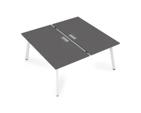 Стол системы Бенч, сдвоенный, на 2 рабочих места, с вырезом - конечный (1600x1235x750) АРРЕДО / ARREDO images