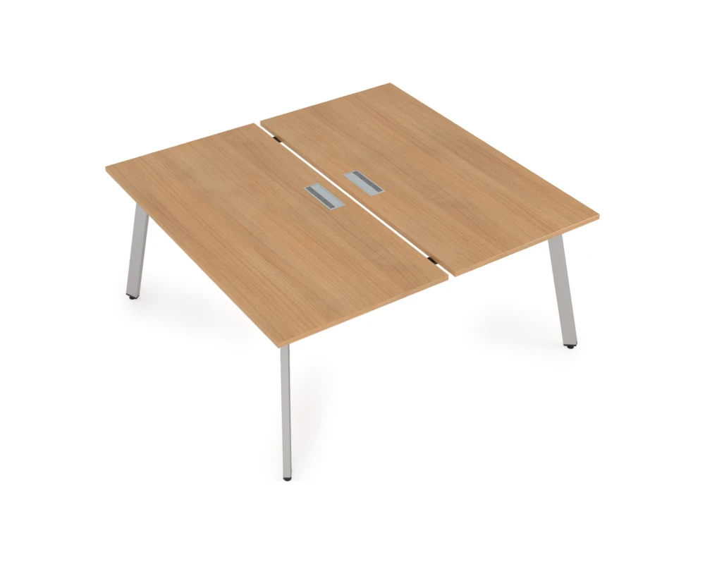Стол системы Бенч, сдвоенный, на 2 рабочих места, с вырезом - конечный (1600x1235x750) АРРЕДО / ARREDO