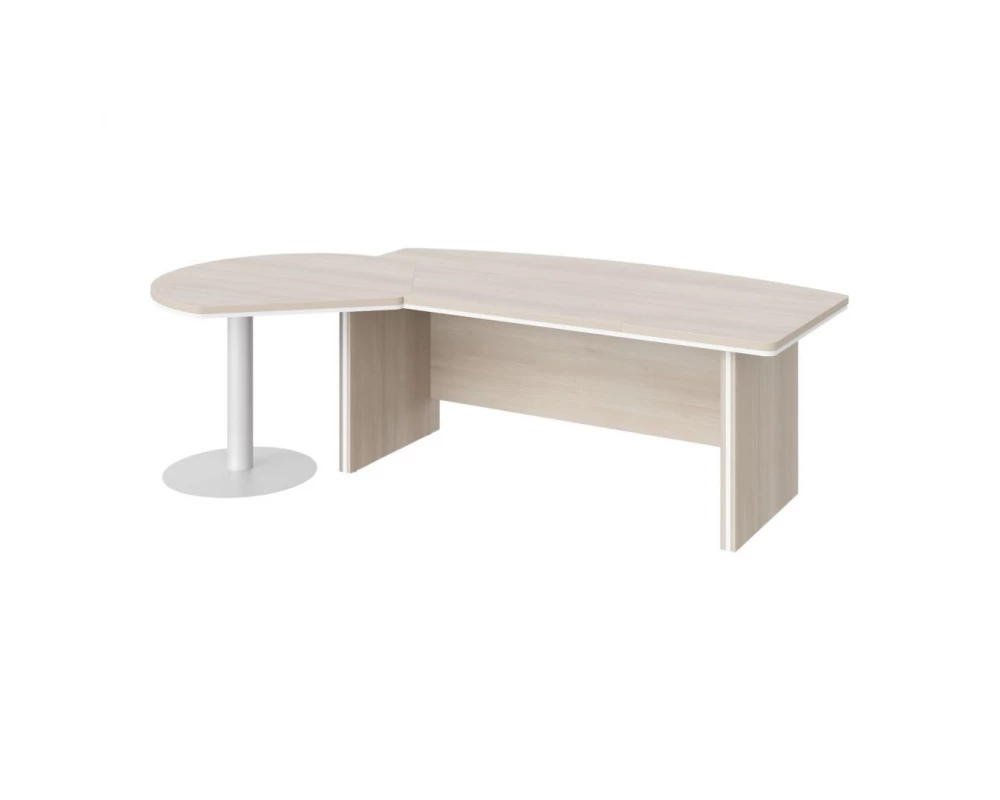 Стол руководителя с брифингом L 235х155х76 Berlin Director Акация светлая/Белый премиум