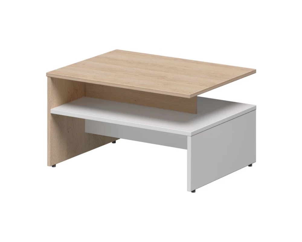 Стол журнальный new 80х60х45,2 Plaza Director Дуб песочный/Белый глянец