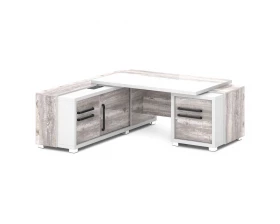 Стол с тумбой и греденцией (беспроводная зарядка, 2xUSB, розетка) 2070х2016х750 Grace images