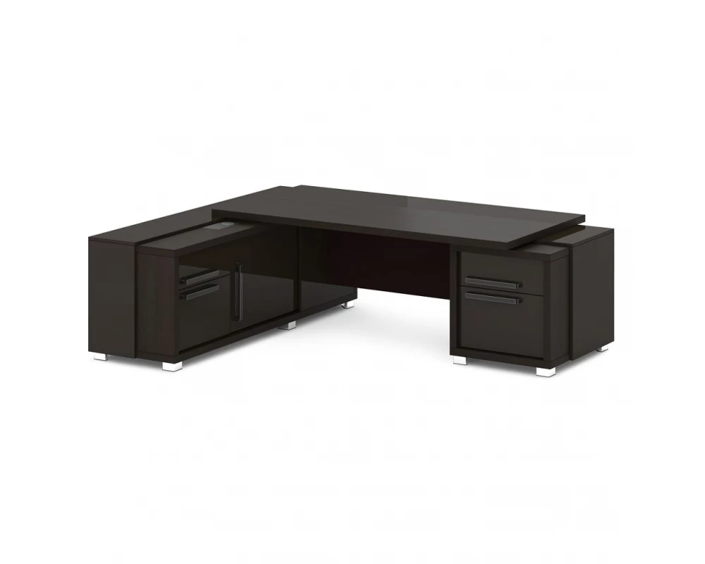 Стол с тумбой и греденцией (беспроводная зарядка, 2xUSB, розетка) 2470х2016х750 Grace