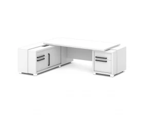 Стол с тумбой и греденцией (беспроводная зарядка, 2xUSB, розетка) 2470х2016х750 Grace images