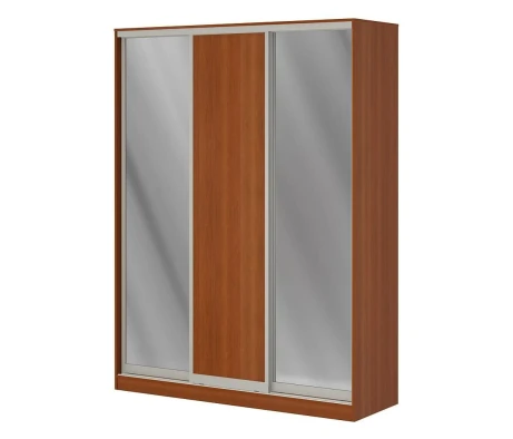 Шкаф купе 1,8 м с двумя зеркальными и одной ЛДСП дверями ПК-ШК-КМШ240Х180Д1/СЗ2-В1 Лидер