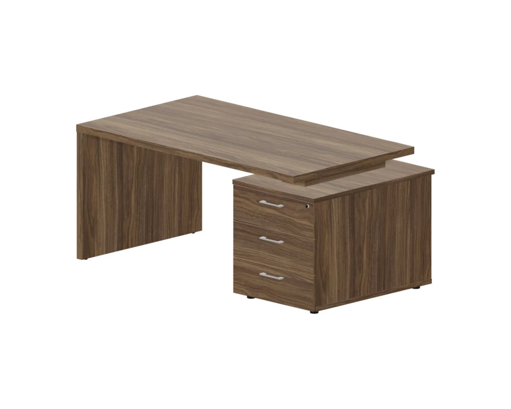 Стол для руководителя на опорной тумбе 3 ящика правый 160х90х73,5 Norman Орех