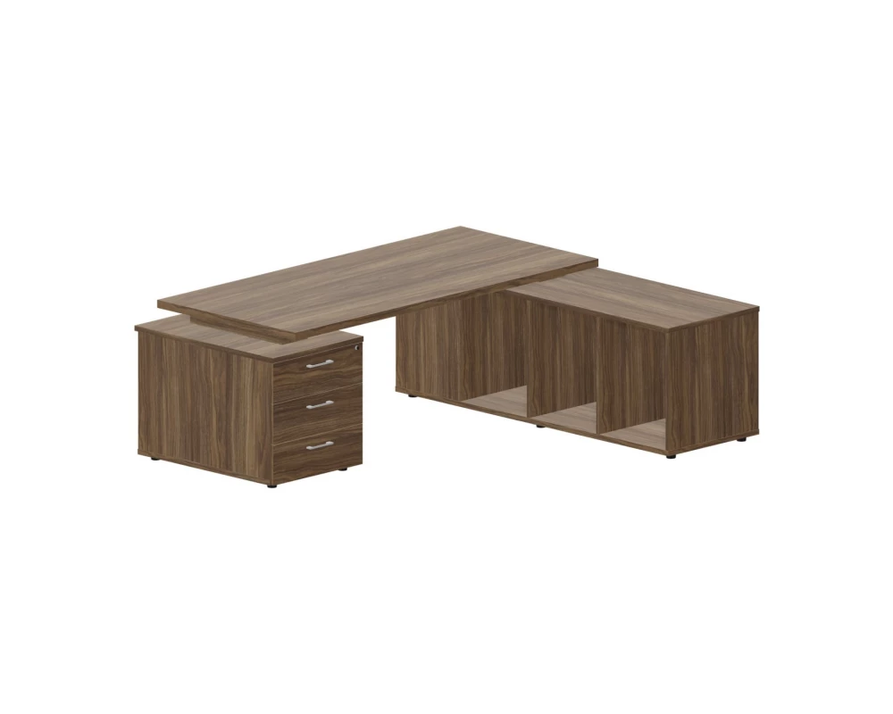 Стол письменный на 2-х опорных тумбах (правый) 200х180х73,5 Norman Орех