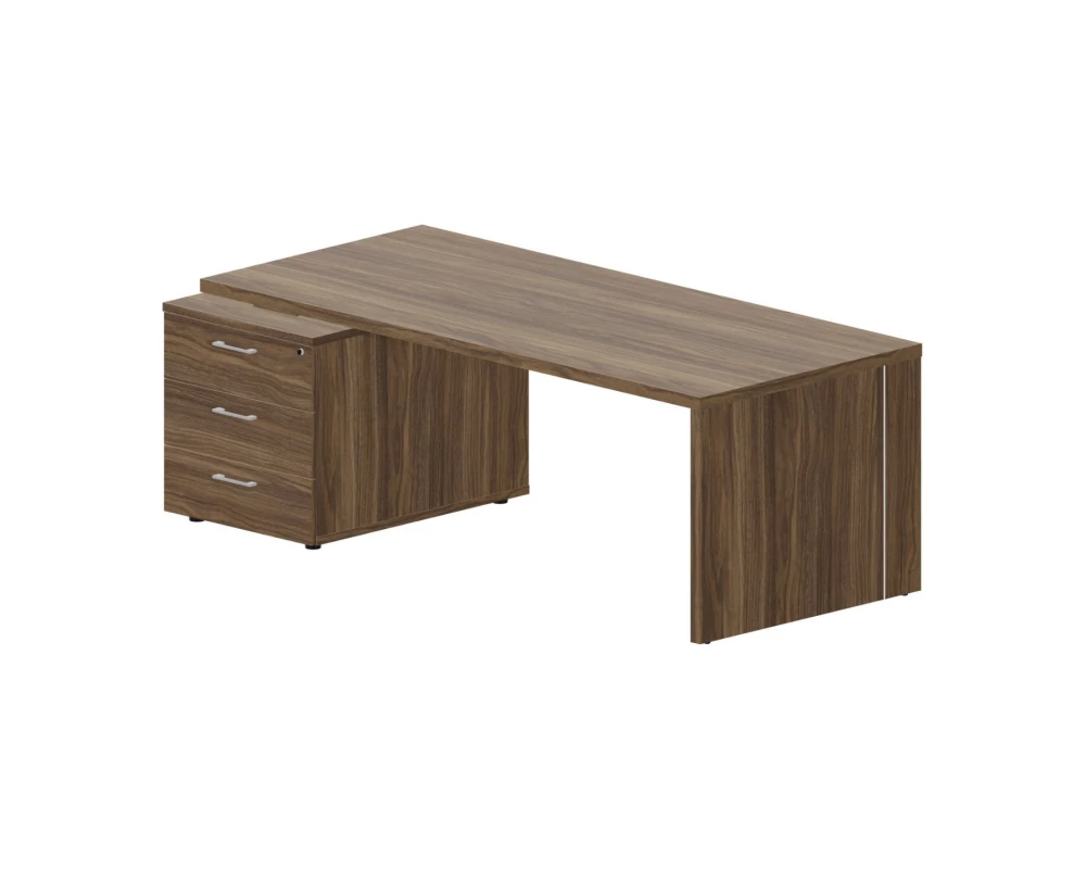 Стол письменный на опорной тумбе 3 ящика (левый) 200х90х73,5 Norman Орех