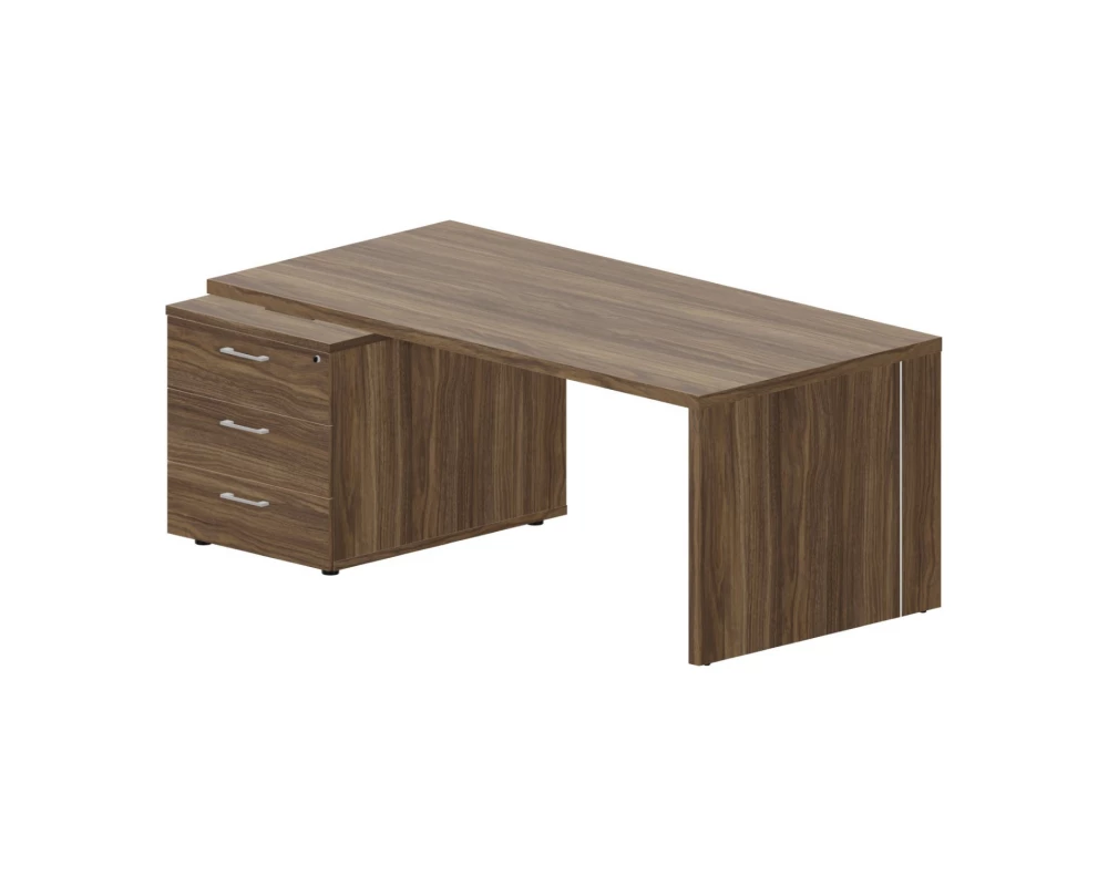 Стол руководителя на опорной тумбе 3 ящика левый 180х90х73,5 Norman Орех