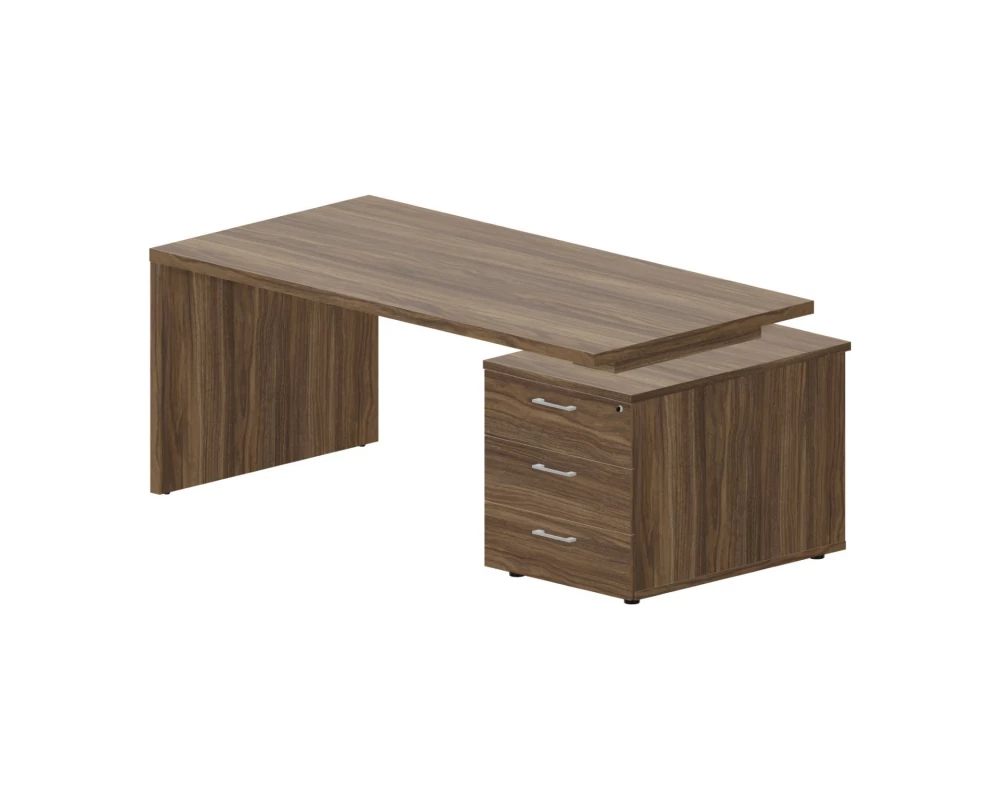 Стол руководителя на опорной тумбе 3 ящика правый 180х90х73,5 Norman Орех