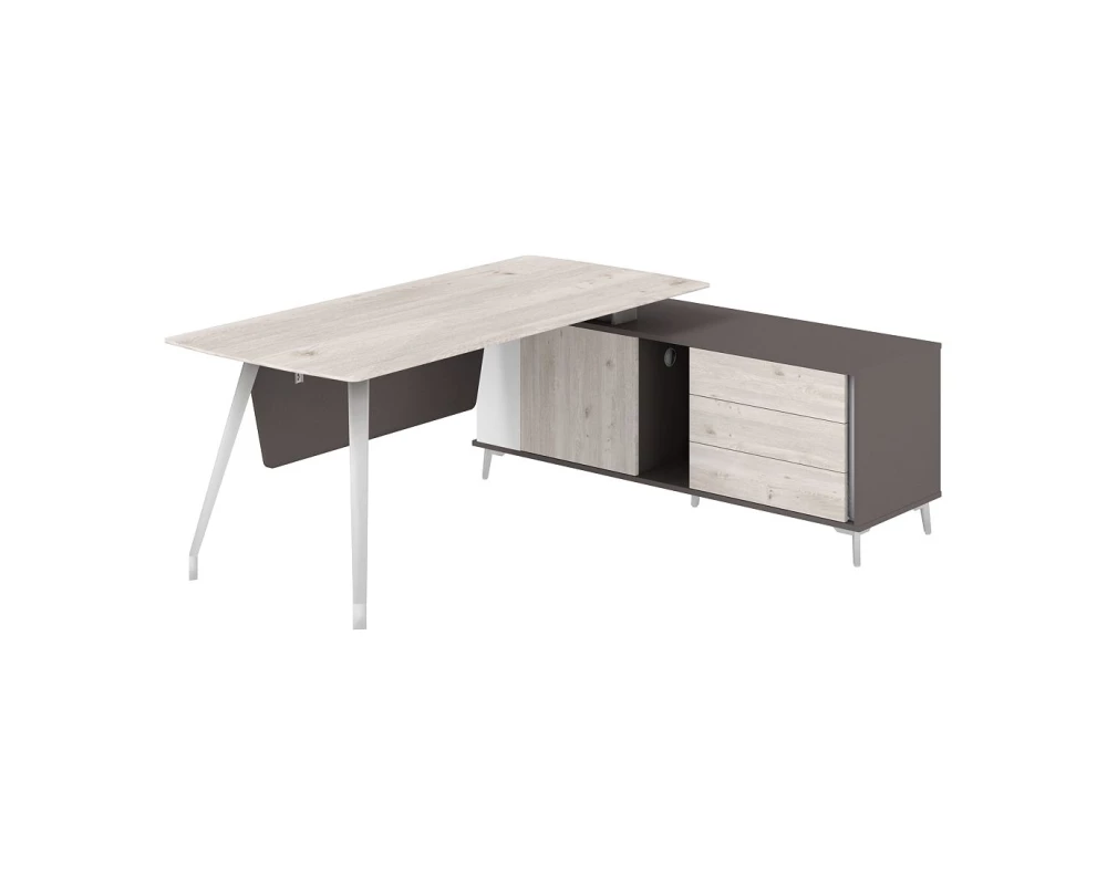 Стол руководителя 1800х820х750 на опорной тумбе правой Sirio Дуб тоскана/Вольфрам