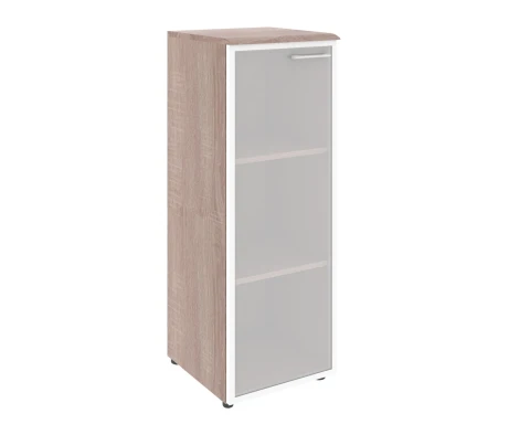 Шкаф колонка со стеклянной дверью в алюминиевой раме и топом Вейв / Wave