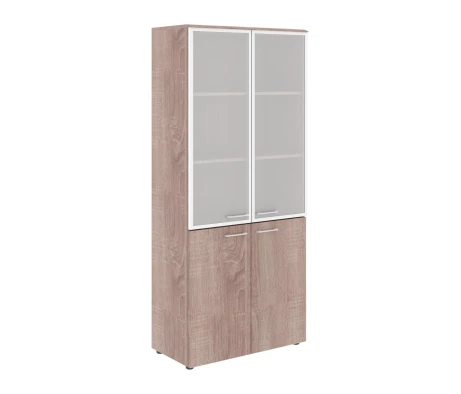 Шкаф со стеклянными дверьми в алюм. раме с топом Вейв / Wave